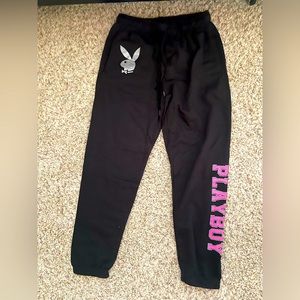 PLAYBOY Black and Pink Track Pants